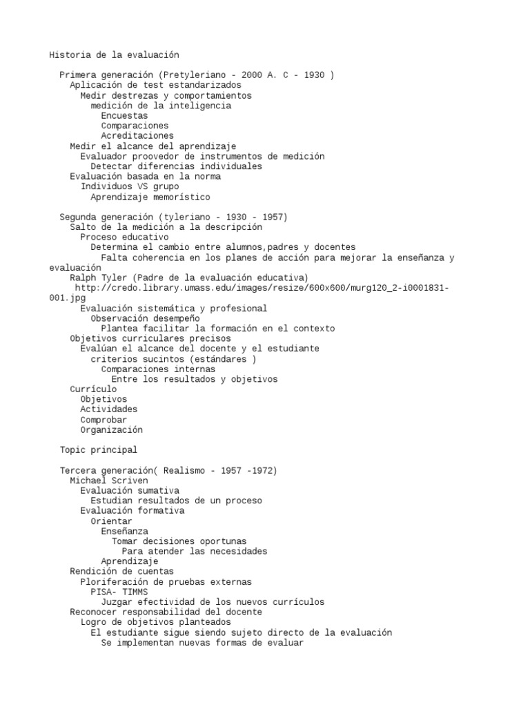 Historia de la evaluación educativa | PDF | Evaluación | Plan de estudios