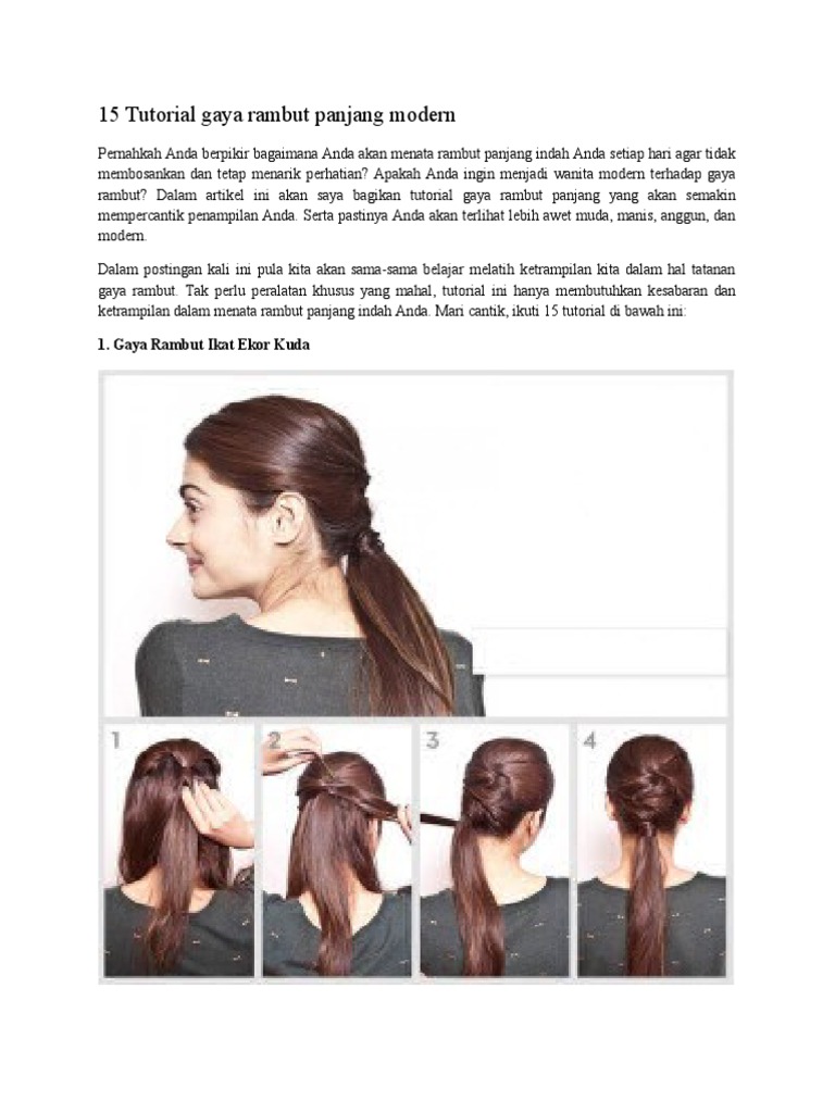 15 Tutorial Sanggul Rambut Panjang Modern | PDF | Griya & Taman | Gaya ...