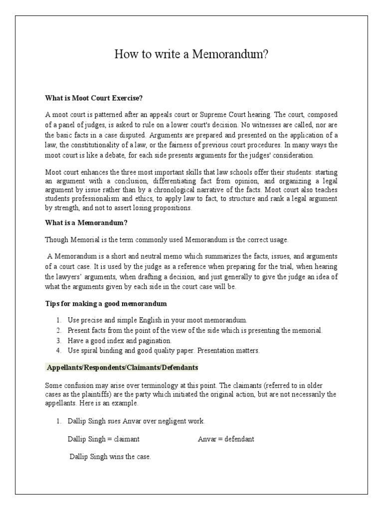How To Write A Memorial | Download Free PDF | Judge | Mootness