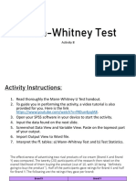 Mann-Whitney U Test Worksheet PDF