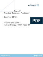 Examiners' Report/ Principal Examiner Feedback Summer 2012: International GCSE Human Biology (4HB0) Paper 01