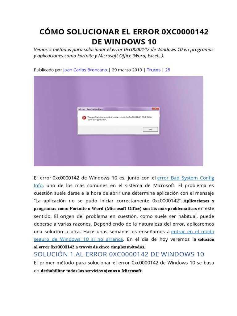 C mo solucionar el error 0xc0000142 de windows 10 pdf microsoft