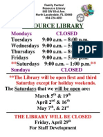 Broward Resource Library Hours Spring 2011