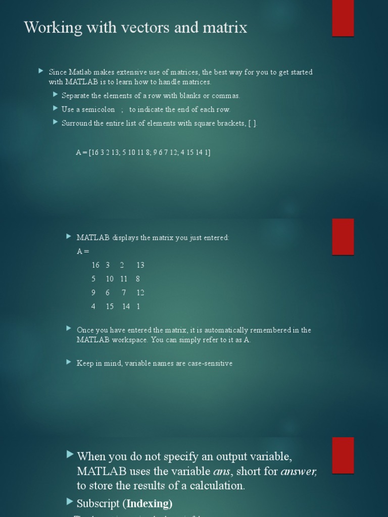 4 Working With Matrices and Arrays | PDF | Matrix (Mathematics) | Array ...