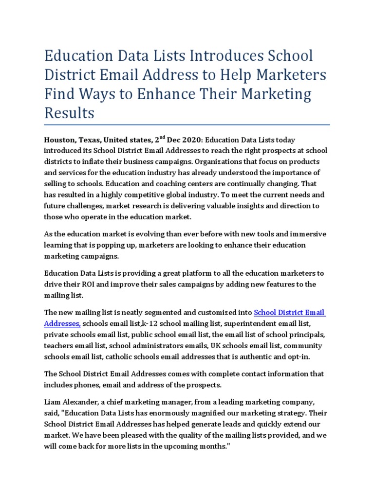School District Email Marketing Solutions | PDF | Marketing ...