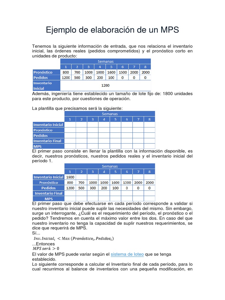 Ejemplo de Elaboración de Un MPS | PDF