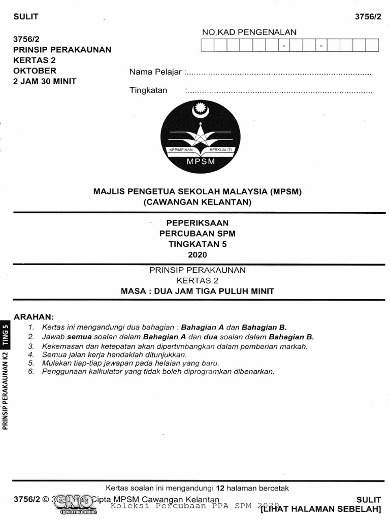 Kelantan Trial Spm 2020 3756 2 Pdf
