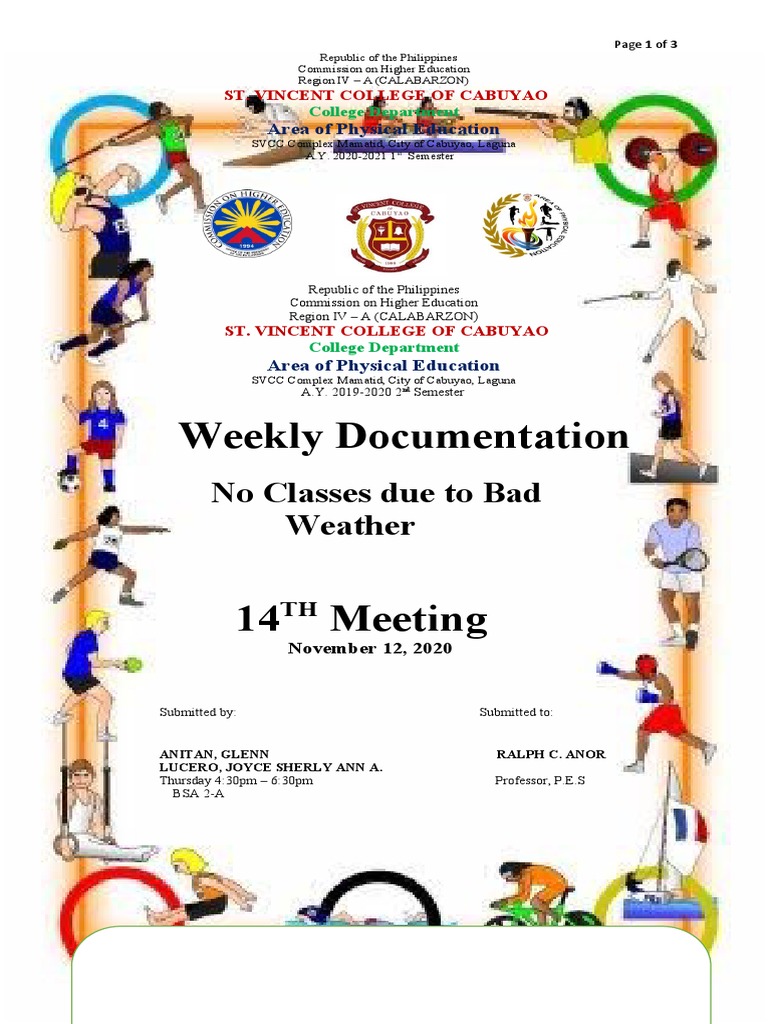 Weekly Documentation: No Classes Due To Bad Weather | PDF | Weather ...
