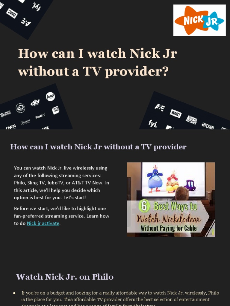 How Can I Watch Nick JR Without A TV Provider PDF