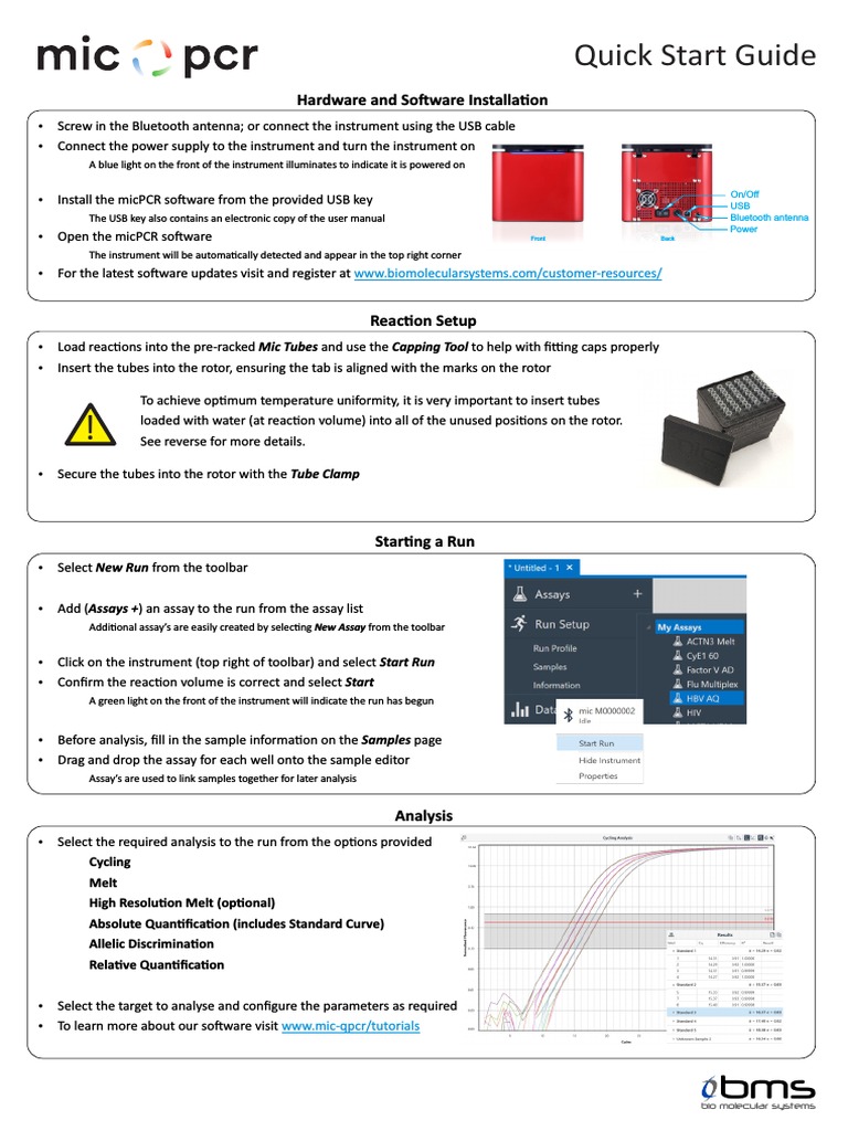 MicPCR Quick Start Installation Guide | PDF | Water | Chemistry