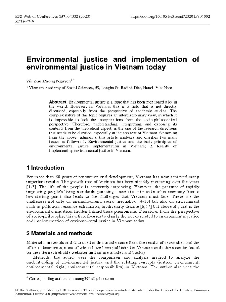 Environmental Justice and Implementation of Enviro | PDF ...