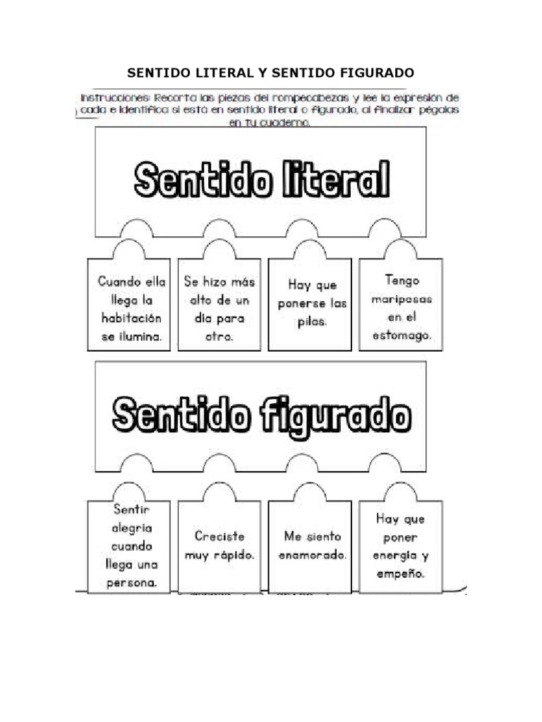 Sentido Literal y Sentido Figurado Interactivos | PDF