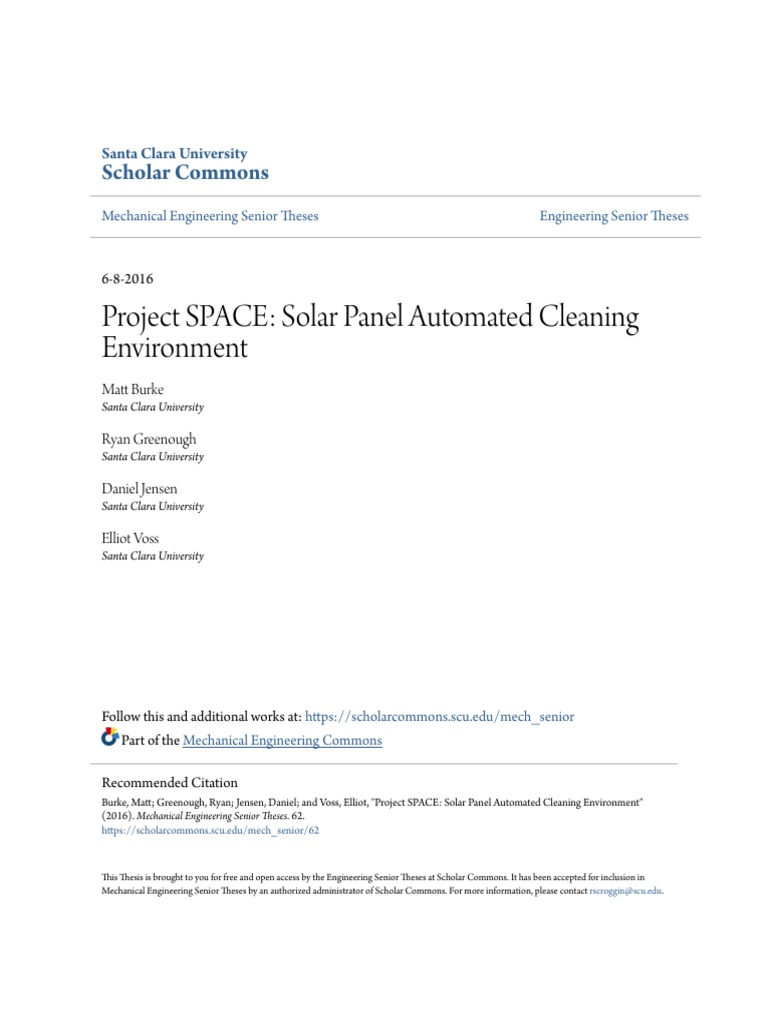 Project SPACE - Solar Panel Automated Cleaning Environment | PDF ...