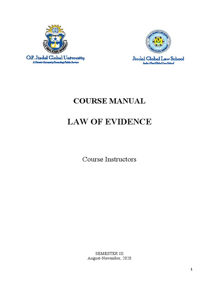 Law of Evidence Course Manual | PDF | Evidence (Law) | Hearsay