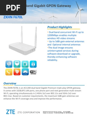 ZTE F670L Dual Band Gateway Overview | PDF | Wi Fi | I Pv6