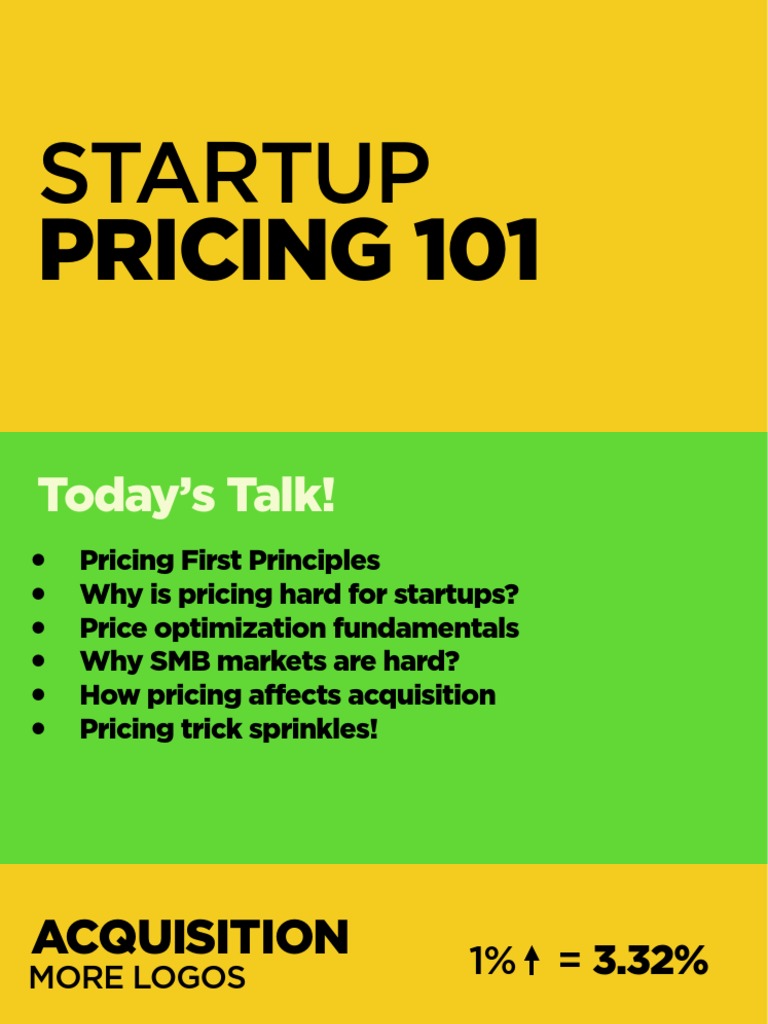 Startup Pricing 101 Pdf Pdf Pricing Prices