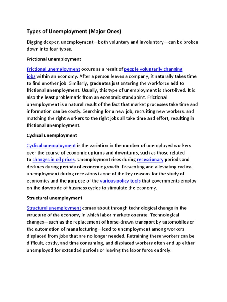 Types Of Unemployment PDF Underemployment Unemployment