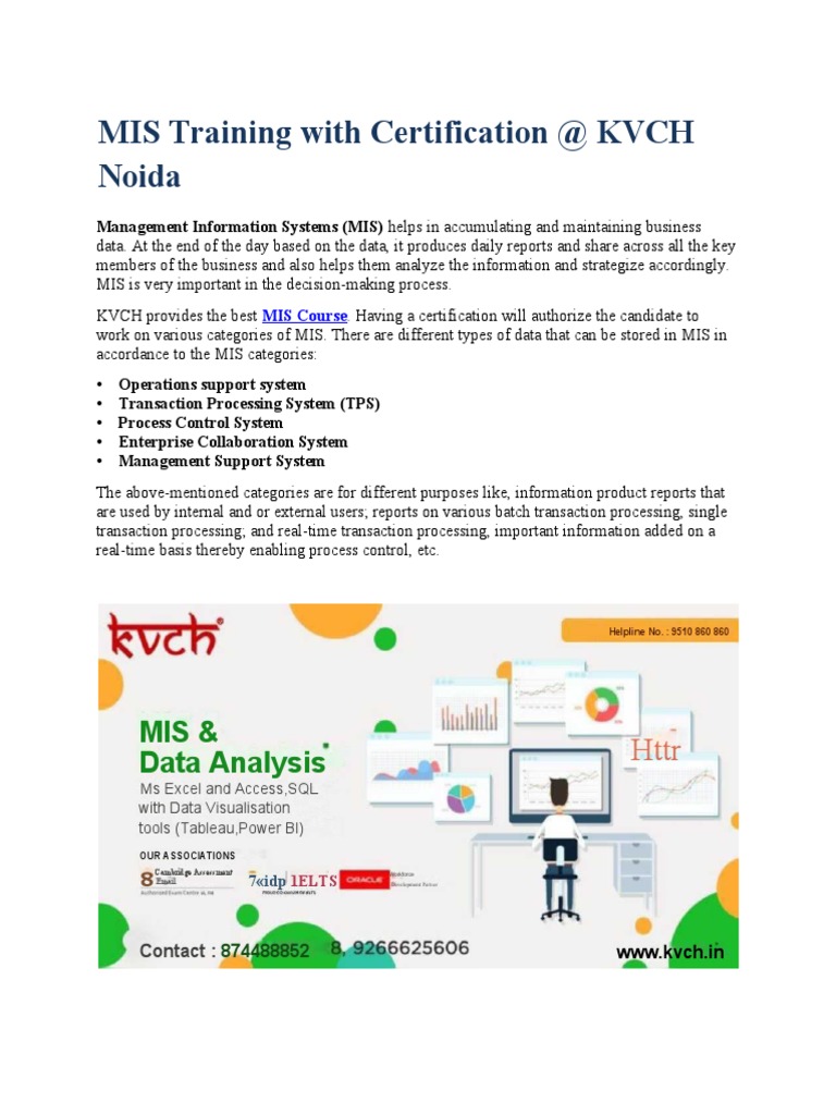 MIS Training & Certification in Noida | PDF | Educational Technology ...