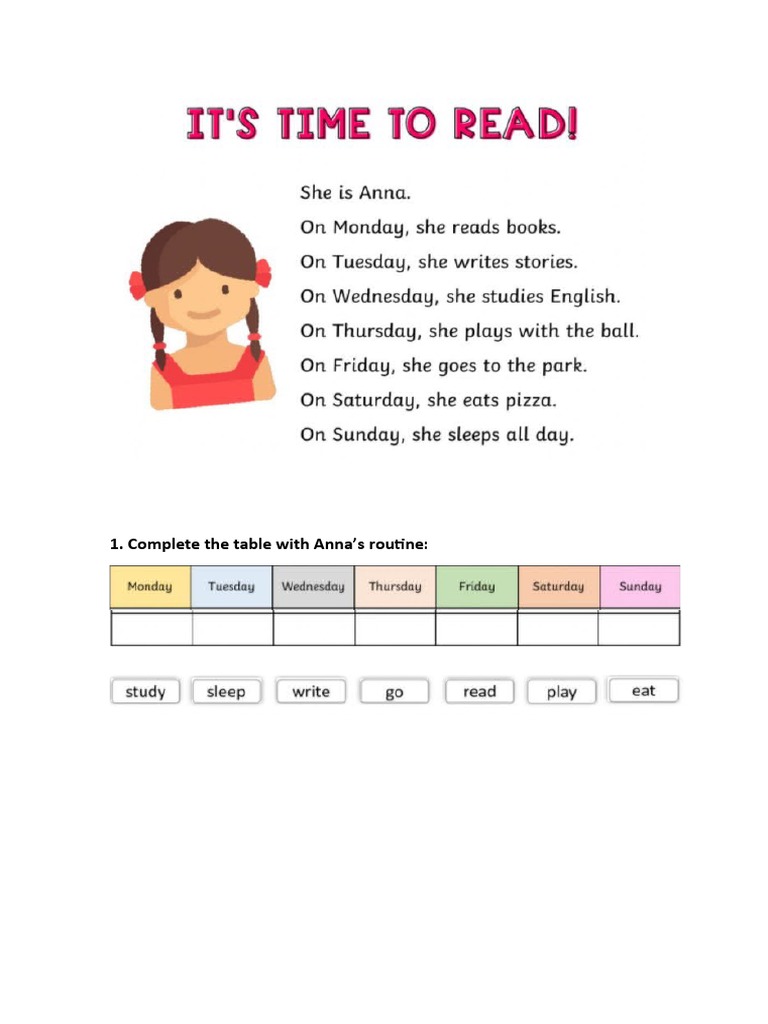 Complete The Table With Anna's Routine | PDF