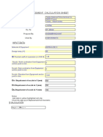 Equipment Displacement Calculation Sheet: Input Data