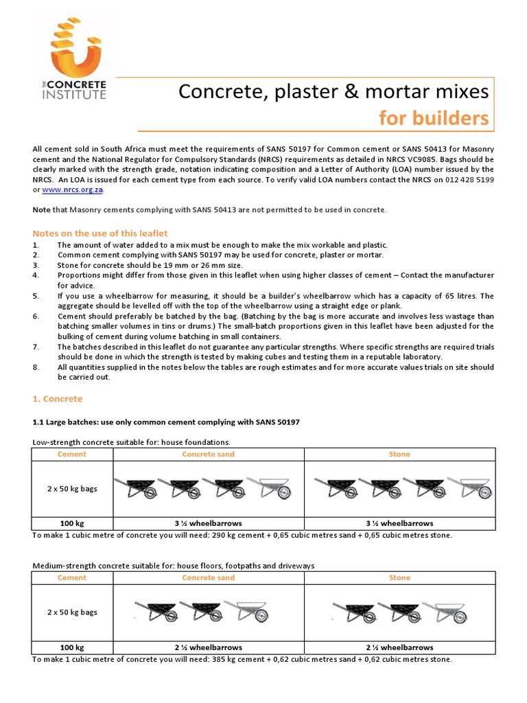 Mortar and Concr Mixes PDF | PDF | Concrete | Mortar (Masonry)
