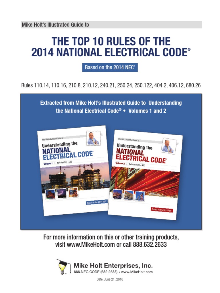 The Top 10 Rules of The 2014 National Electrical Code: Mike Holt's ...