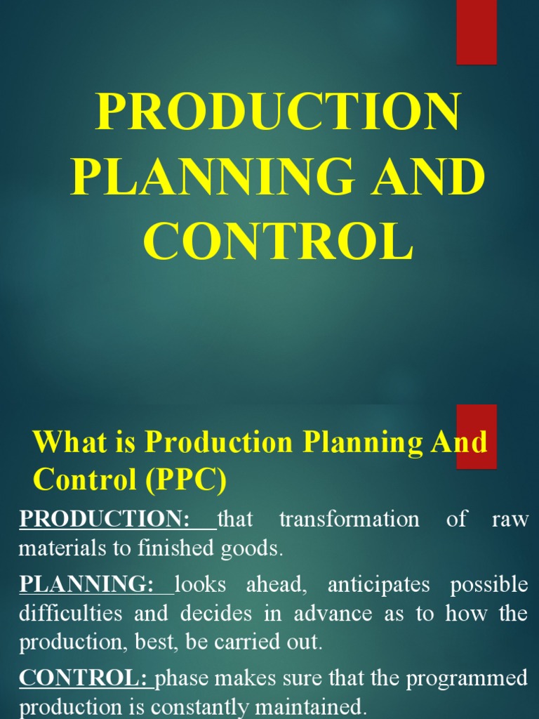 Production Planning and Control Overview | PDF | Inventory | Production ...