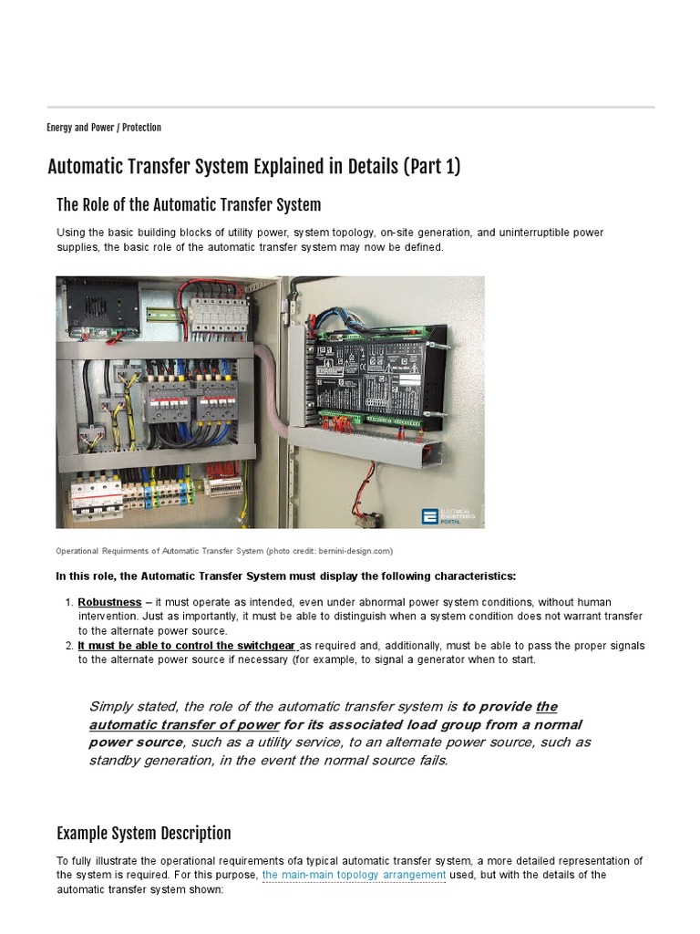 Understanding Automatic Transfer Systems | PDF | Relay | Switch