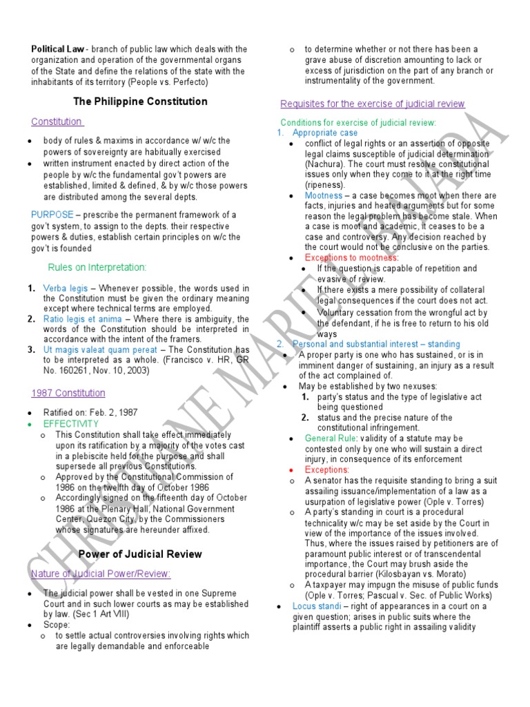 Overview of Philippine Constitutional Law | PDF | Citizenship | Lawsuit