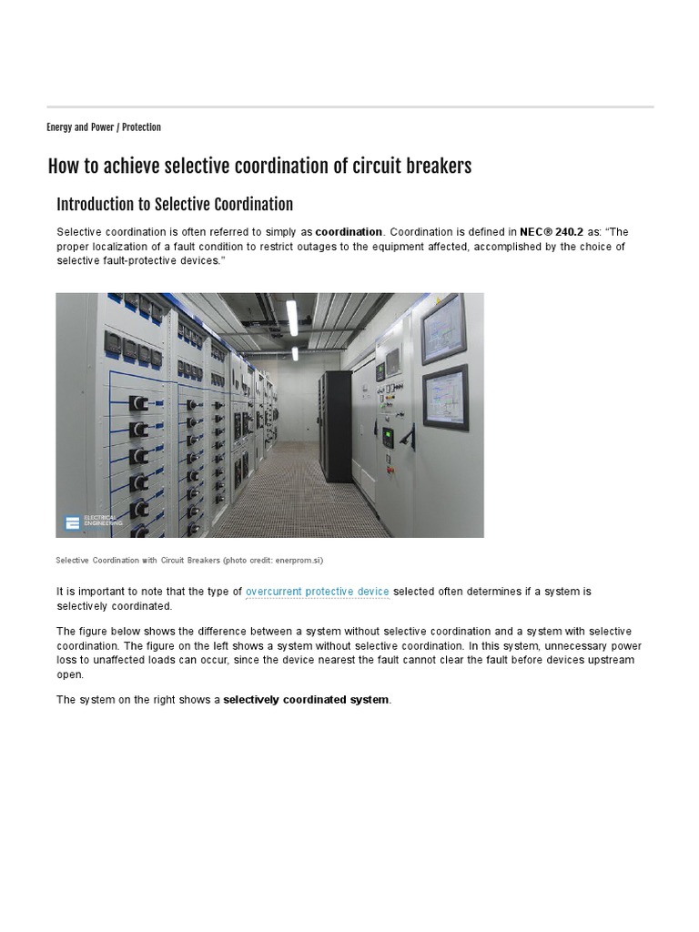 How To Achieve Selective Coordination of Circuit Breakers EEP PDF