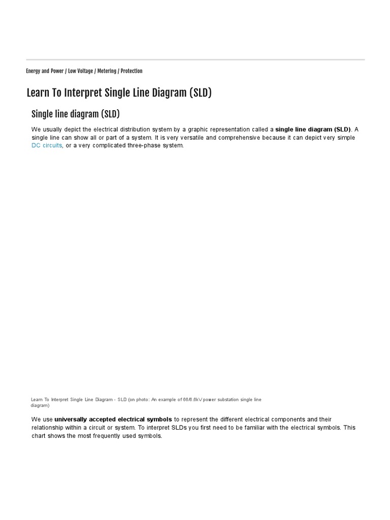 Understanding Single Line Diagrams | PDF | Switch | Transformer