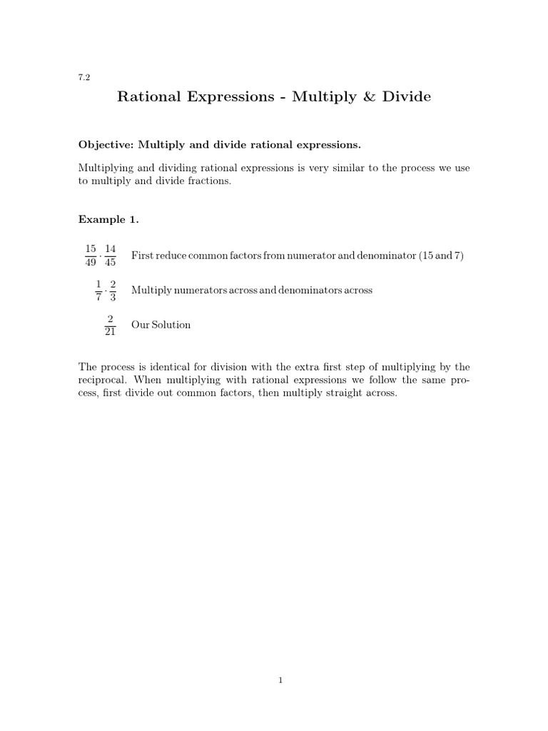 Multiply and Divide Rational Expressions | PDF | Fraction (Mathematics ...