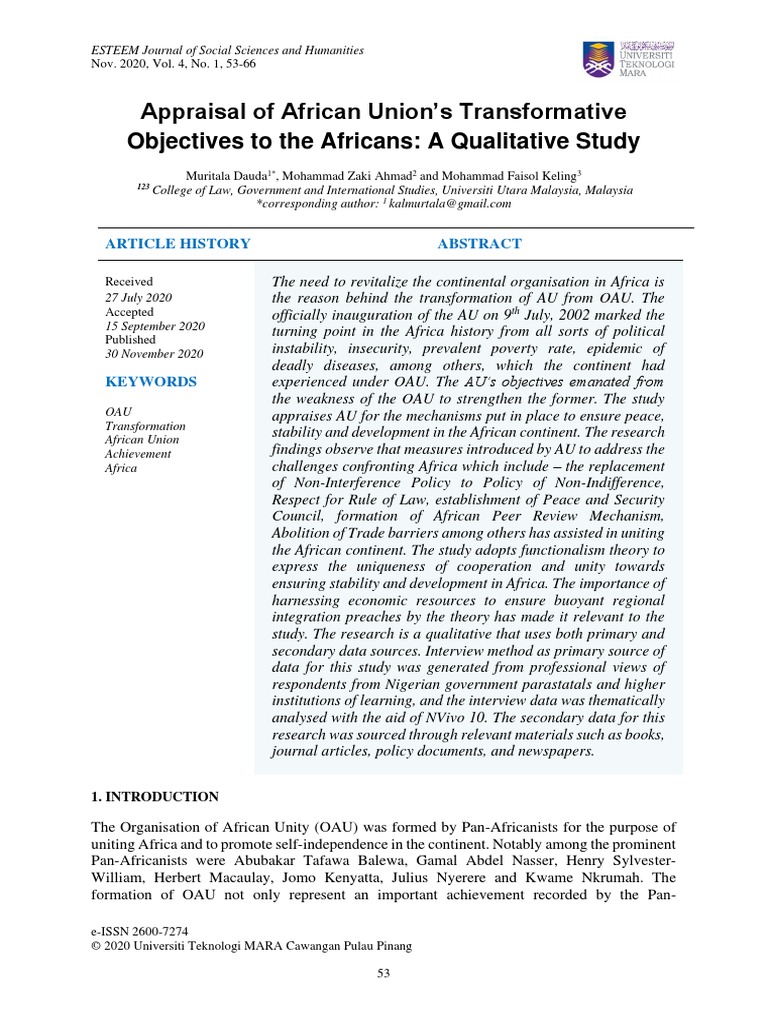 Ejssh 6 Nov20 PDF | PDF | African Union | Africa
