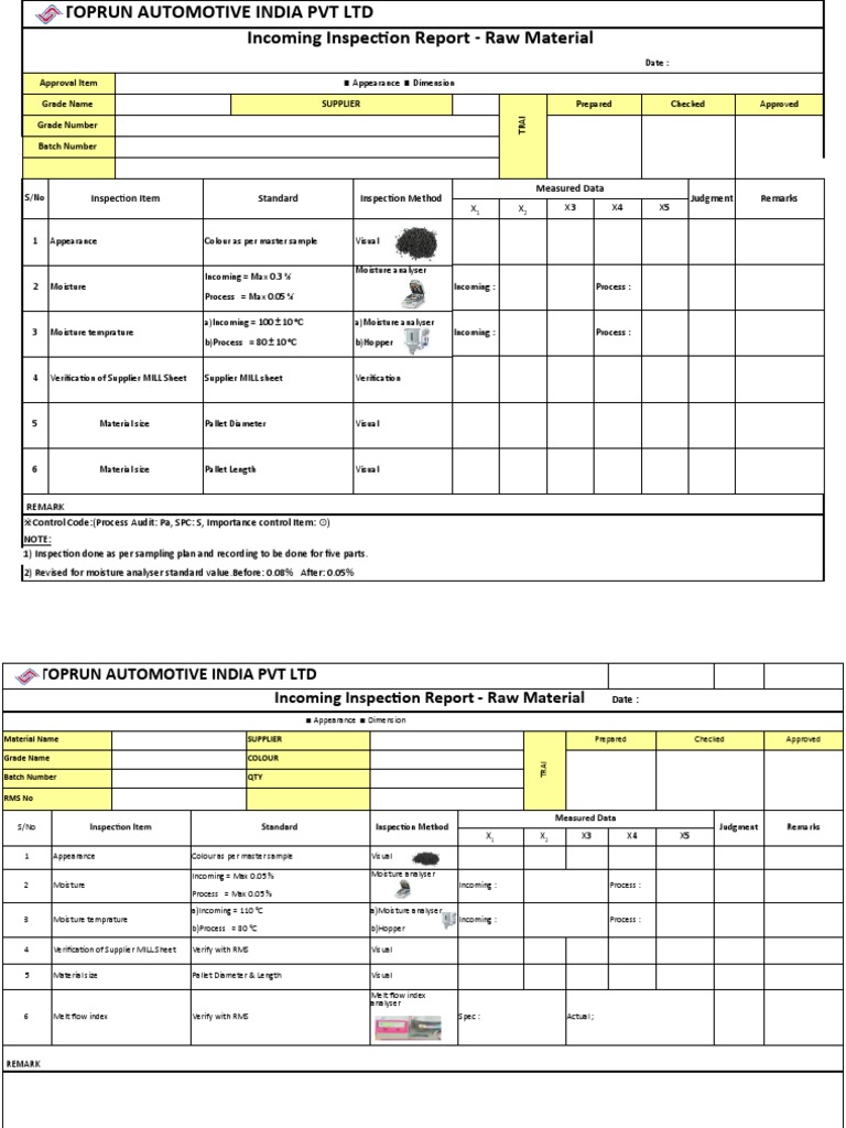 Incoming Inspection Report PDF Business Process Nature
