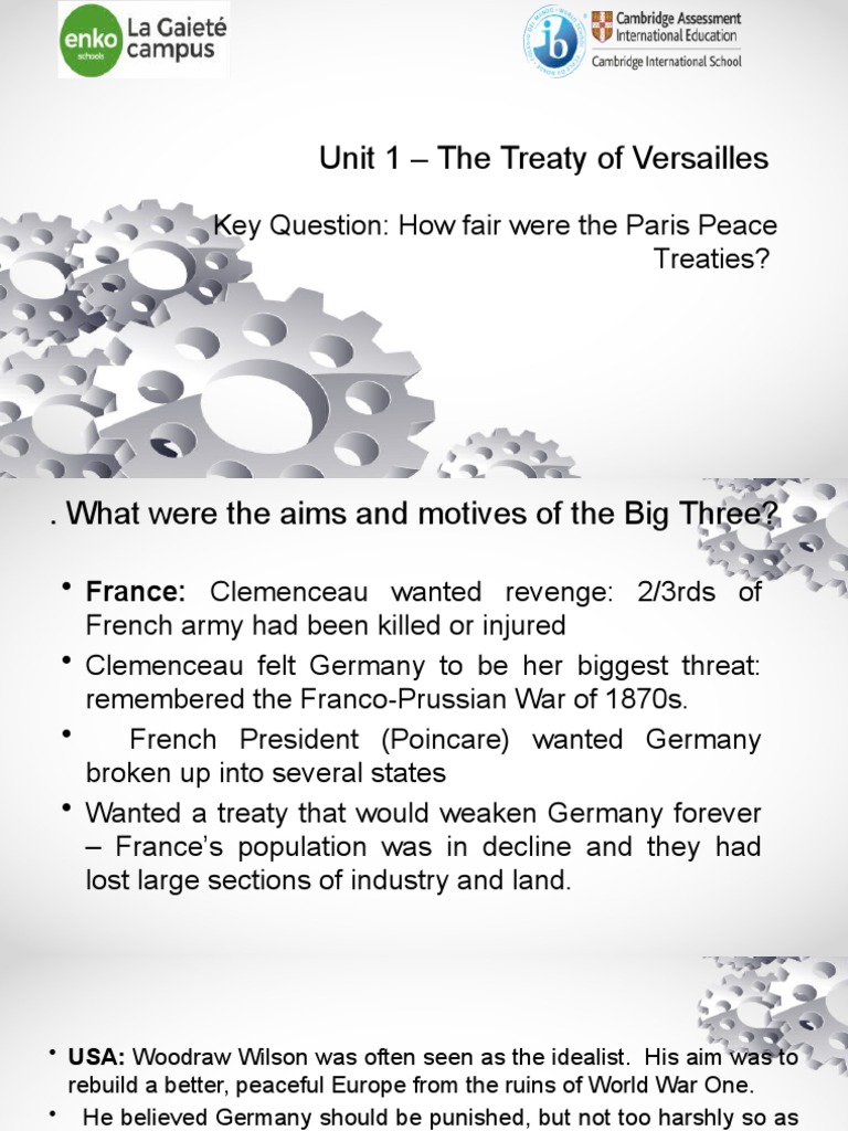 ISP 3 - 4 Unit 1 - The Treaty of Versailles | PDF | Treaty Of ...