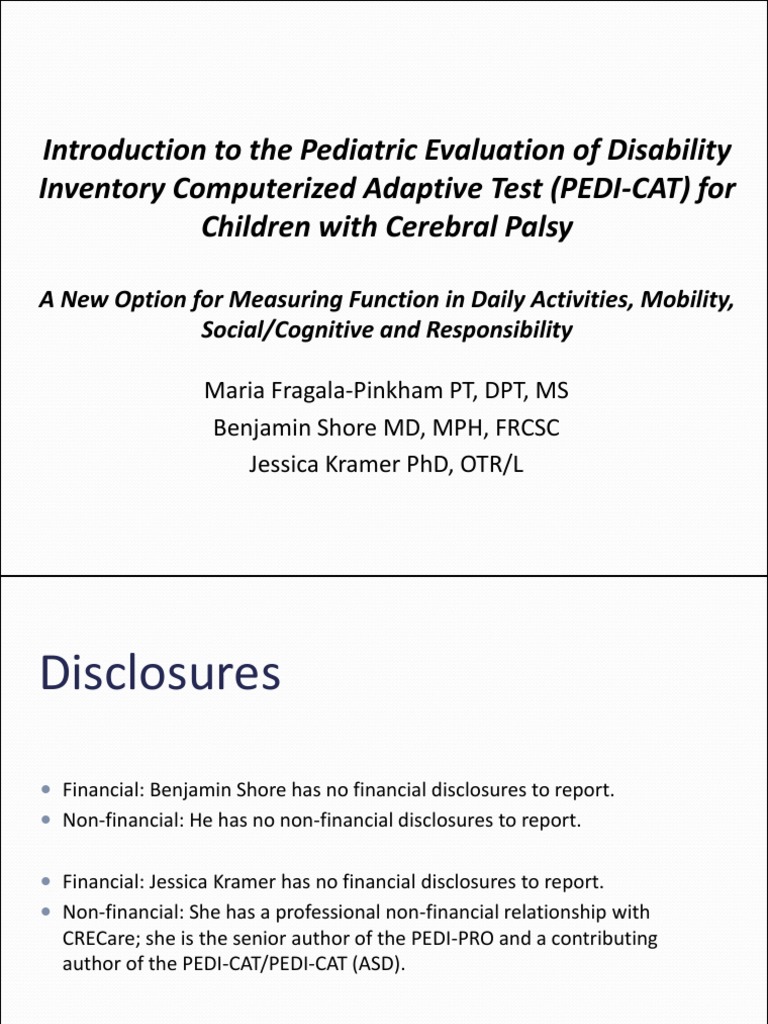 PEDI-CAT for Children with CP and ASD | PDF | Autism Spectrum ...