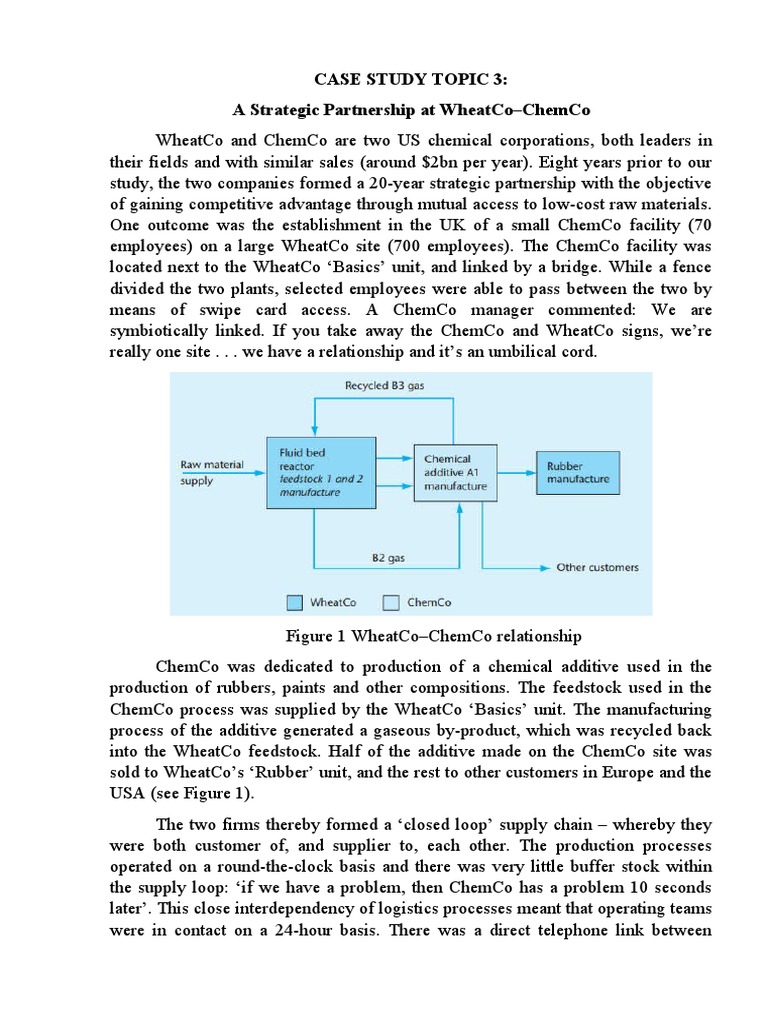Case Study Topic 3 A Strategic Partnership at WheatcoChemco PDF