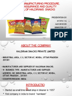 Study On Manufacturing Procedure, Quality Assurance and Quality Control of Haldirams Snacks