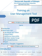 Training On User Management Tool: Ministry of Finance and Economic Cooperation