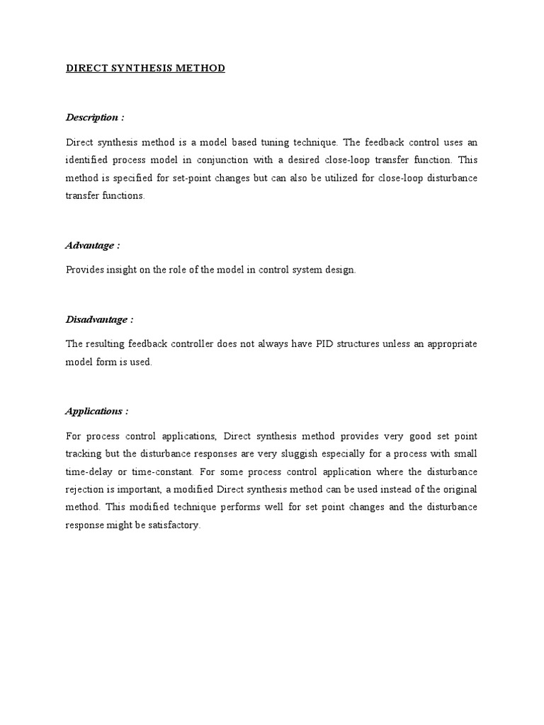 Description:: Direct Synthesis Method | PDF | Computers | Technology ...