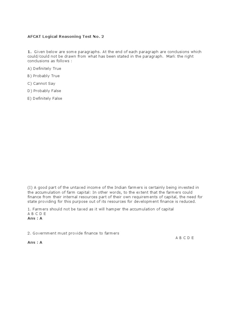 AFCAT Logical Reasoning Test 2 | PDF | Taxes | Economies