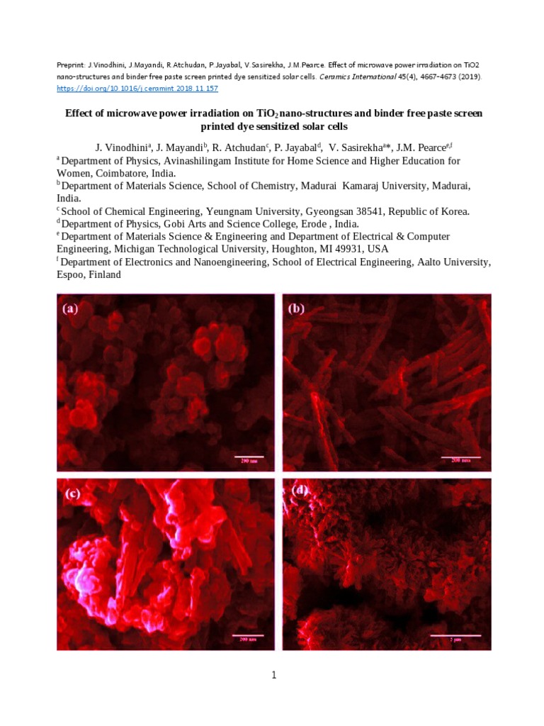 Microwave Synthesis of TiO2 Nanostructures | PDF | Titanium Dioxide ...