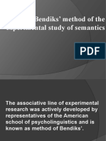 E. Bendiks' Method of The Experimental Study of Semantics