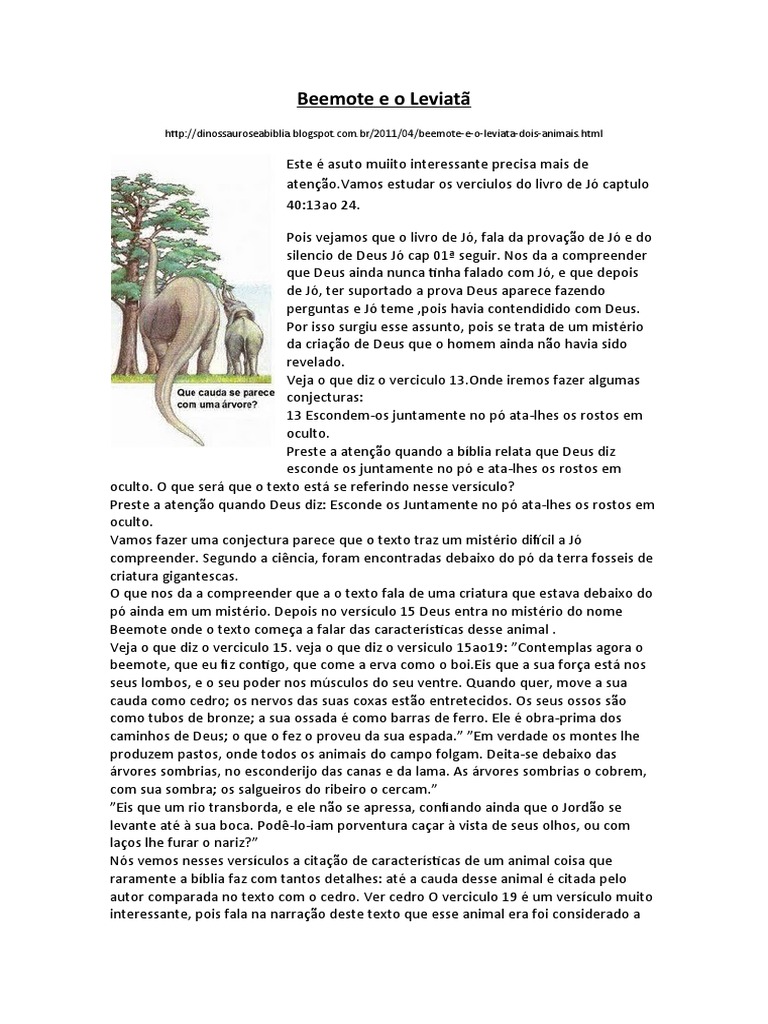 Beemote e o Leviatã | PDF | Dinossauros | Livro de Jó