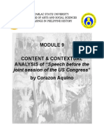 Content & Contextual ANALYSIS of "Speech Before The by Corazon Aquino