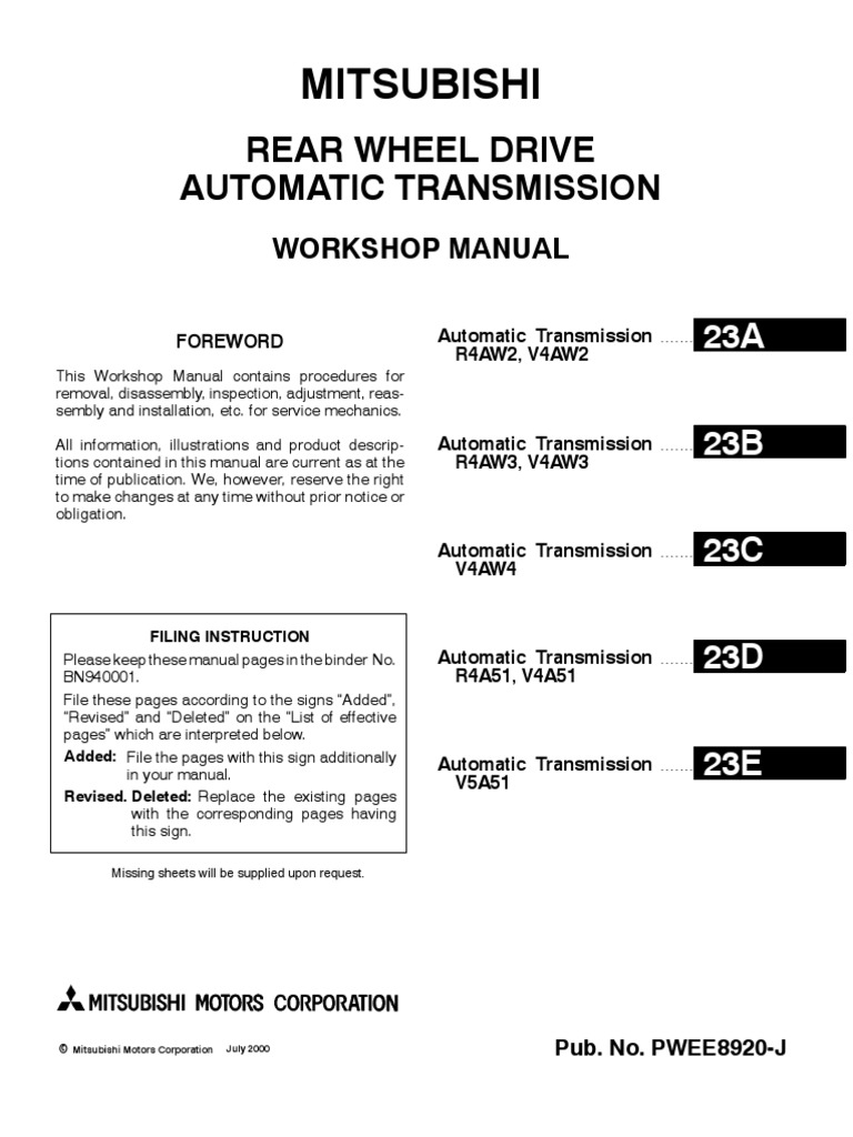 Mitsubishi Parts V4a51 Manual de Usuario | PDF | Automatic Transmission | Transmission (Mechanics)