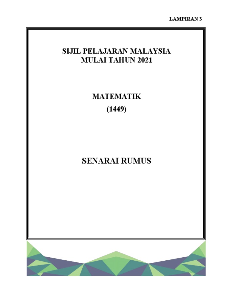 Rumus Matematik Spm 2021 Pdf