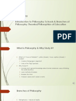 H530 Intro To Philosophy Schools & Branches of Philosophy Theories & Philosophies of Education