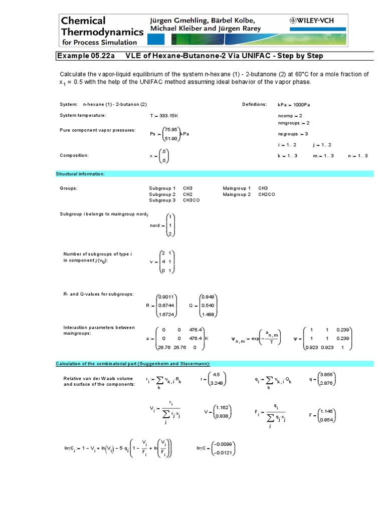 05.22a VLE of Hexane-Butanone-2 Via UNIFAC - Step by Step | PDF ...