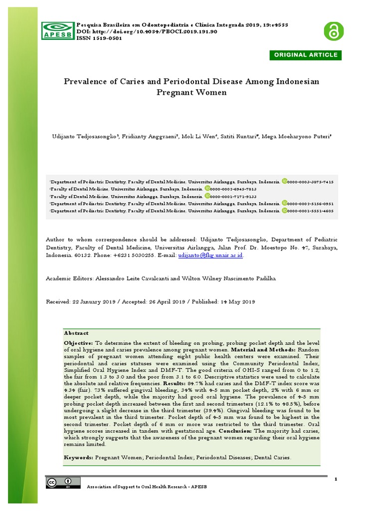 Caries and Periodontal Disease in Pregnant Women | PDF | Periodontology ...
